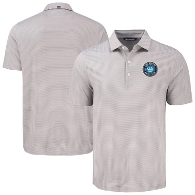 Men's Cutter & Buck Charlotte FC Forge Eco Fine Line Stripe Stretch Recycled Polo