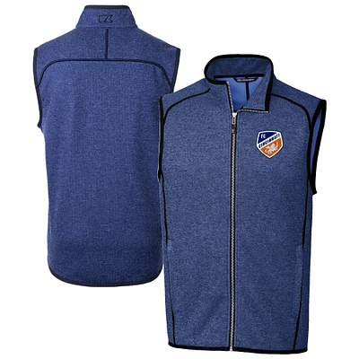 Men's Cutter & Buck Heather Blue FC Cincinnati Mainsail Sweater-Knit Full-Zip Vest
