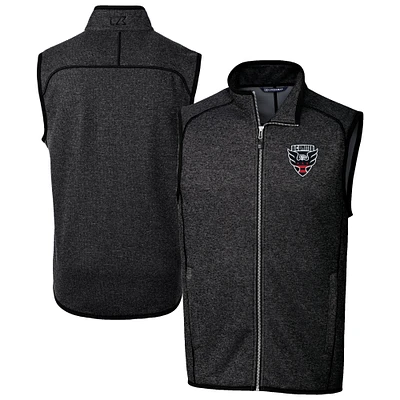 Men's Cutter & Buck Heather Charcoal D.C. United Mainsail Sweater-Knit Full-Zip Vest