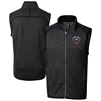 Men's Cutter & Buck Heather Charcoal D.C. United Mainsail Sweater-Knit Full-Zip Vest