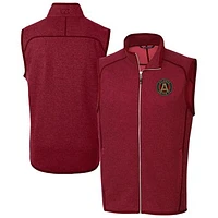 Men's Cutter & Buck Heather Atlanta United FC Mainsail Sweater-Knit Full-Zip Vest