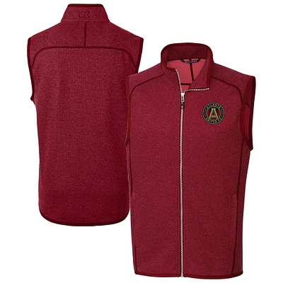 Men's Cutter & Buck Heather Atlanta United FC Mainsail Sweater-Knit Full-Zip Vest