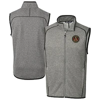 Men's Cutter & Buck Heather Atlanta United FC Mainsail Sweater-Knit Full-Zip Vest