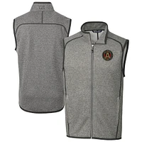 Men's Cutter & Buck Heather Atlanta United FC Mainsail Sweater-Knit Full-Zip Vest