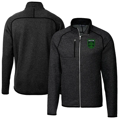 Men's Cutter & Buck  Heather Charcoal Austin FC Mainsail Sweater-Knit Full-Zip Jacket
