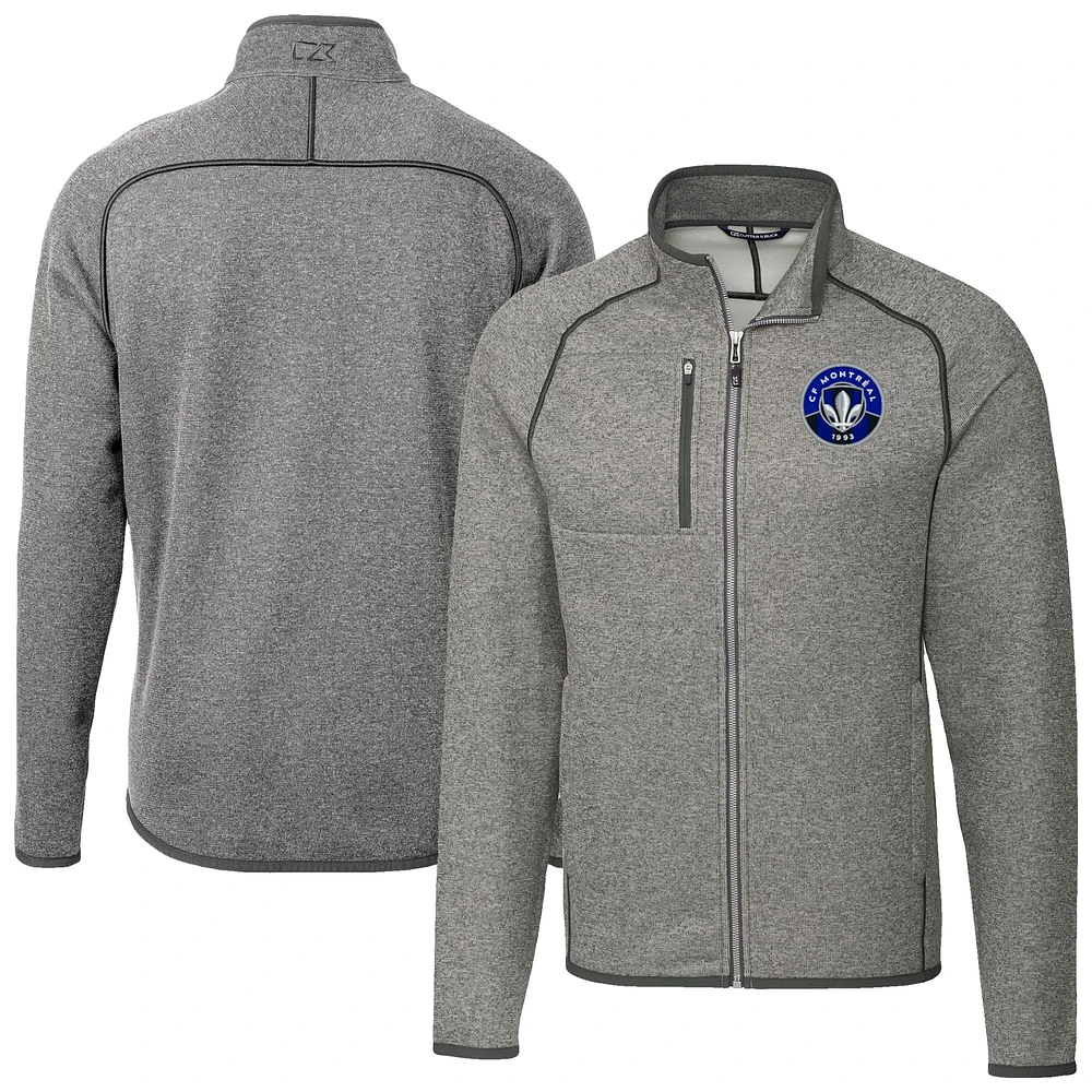 Men's Cutter & Buck Heather Gray CF Montreal Mainsail Sweater-Knit Full-Zip Jacket