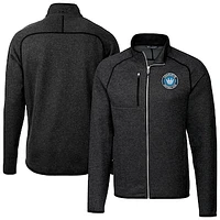 Men's Cutter & Buck  Heather Charcoal Charlotte FC Mainsail Sweater-Knit Full-Zip Jacket