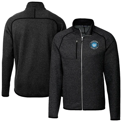 Men's Cutter & Buck  Heather Charcoal Charlotte FC Mainsail Sweater-Knit Full-Zip Jacket