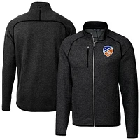 Men's Cutter & Buck  Heather Charcoal FC Cincinnati Mainsail Sweater-Knit Full-Zip Jacket