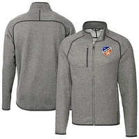 Men's Cutter & Buck  Heather Gray FC Cincinnati Mainsail Sweater-Knit Full-Zip Jacket