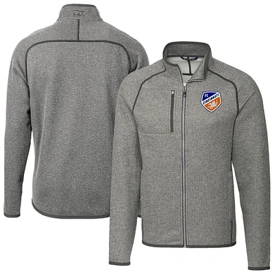 Men's Cutter & Buck  Heather Gray FC Cincinnati Mainsail Sweater-Knit Full-Zip Jacket