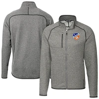 Men's Cutter & Buck  Heather Gray FC Cincinnati Mainsail Sweater-Knit Full-Zip Jacket