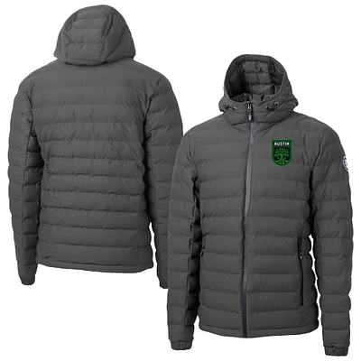 Men's Cutter & Buck Gray Austin FC Mission Ridge Repreve® Eco Insulated Full-Zip Hoodie Puffer Jacket