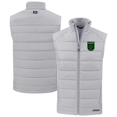 Men's Cutter & Buck Gray Austin FC Evoke Hybrid Eco Softshell Recycled Full-Zip Vest