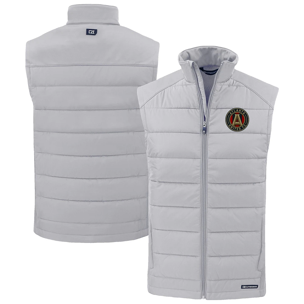 Men's Cutter & Buck Gray Atlanta United FC Evoke Hybrid Eco Softshell Recycled Full-Zip Vest