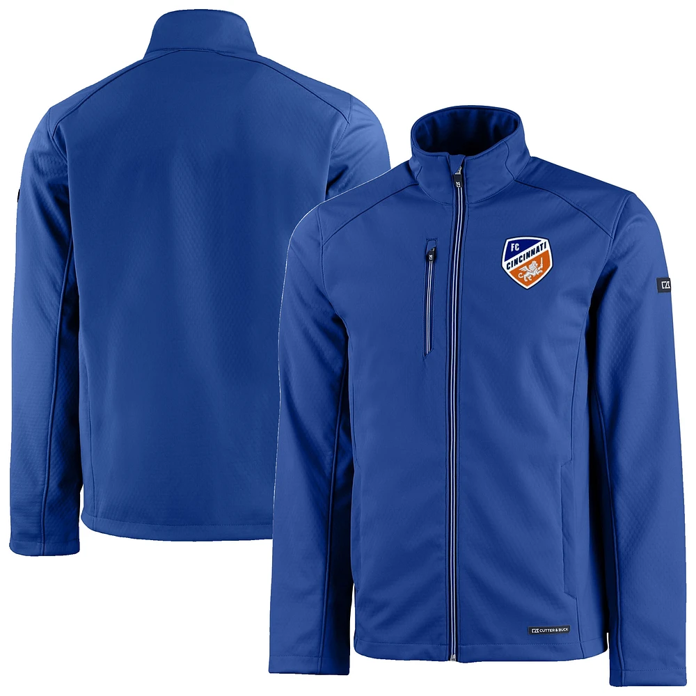 Men's Cutter & Buck Blue FC Cincinnati Evoke Eco Softshell Recycled Full-Zip Jacket