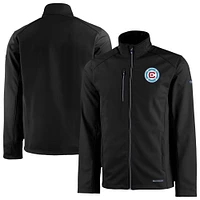 Men's Cutter & Buck  Black Chicago Fire Evoke Eco Softshell Recycled Full-Zip Jacket
