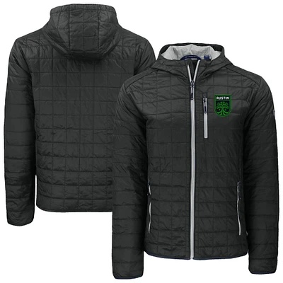 Men's Cutter & Buck  Black Austin FC Rainier Primaloft Eco Full-Zip Hooded Jacket