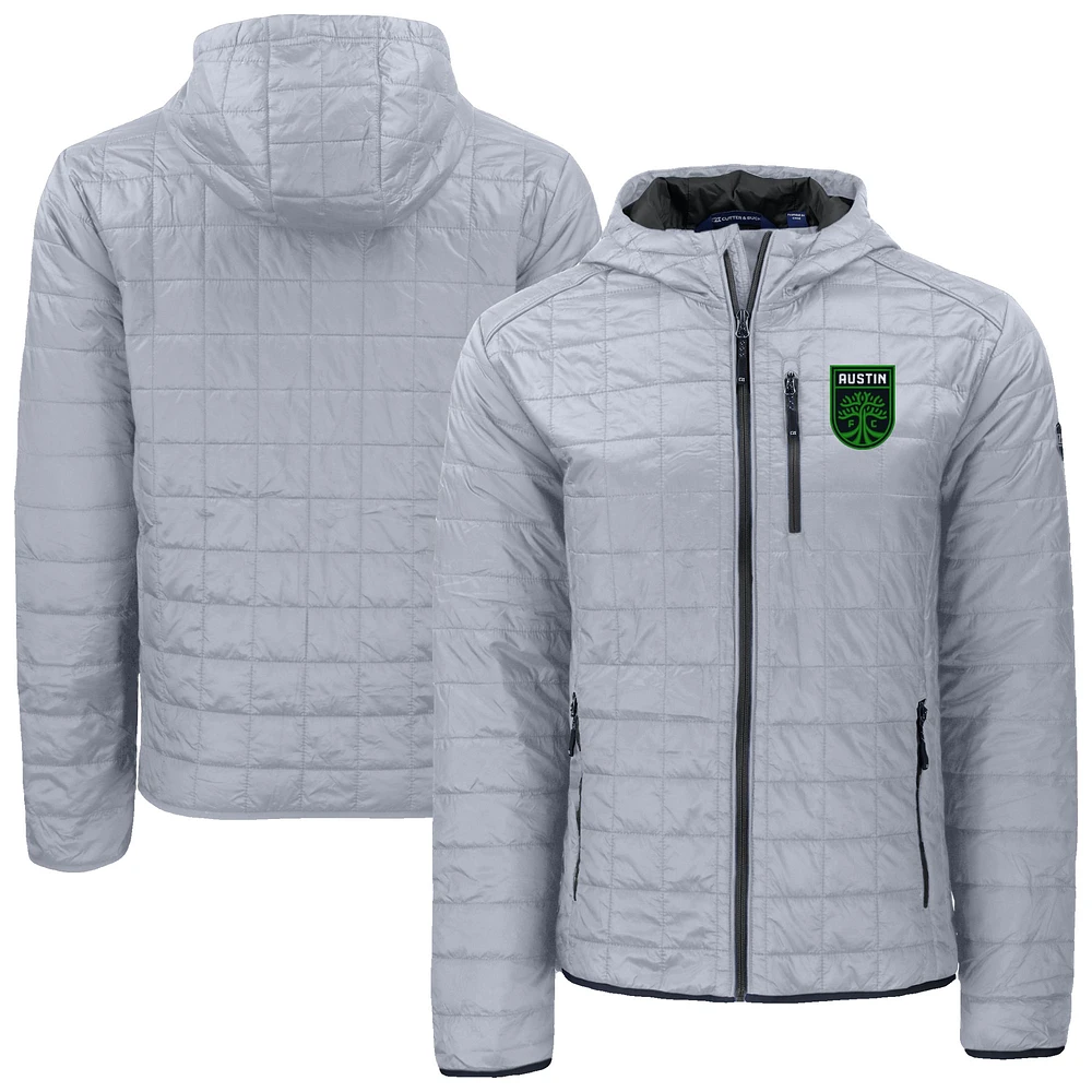 Men's Cutter & Buck Gray Austin FC Rainier Primaloft Eco Full-Zip Hooded Jacket