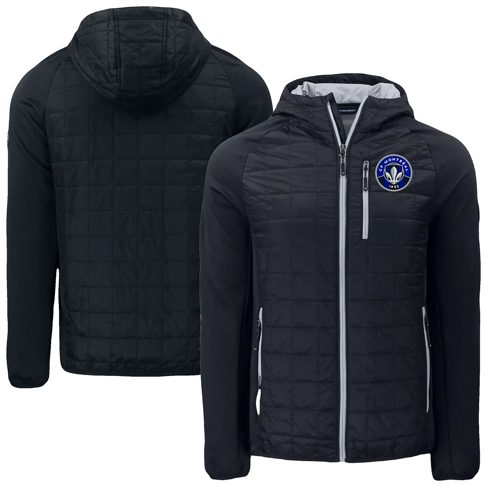 Men's Cutter & Buck Black CF Montreal Rainier Primaloft Eco Raglan Full-Zip Hybrid Jacket