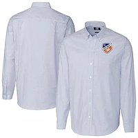 Men's Cutter & Buck  Blue FC Cincinnati Stretch Oxford Stripe Long Sleeve Button-Down Shirt