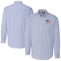 Men's Cutter & Buck  Blue FC Cincinnati Easy Care Stretch Gingham Long Sleeve Button-Down Shirt