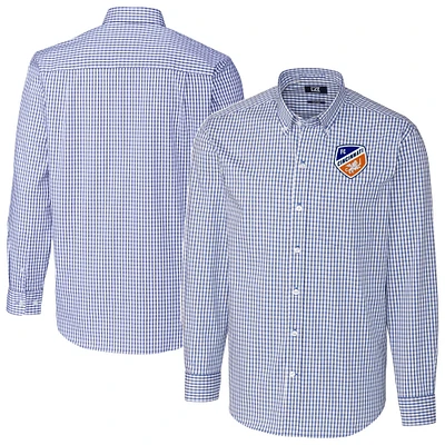 Men's Cutter & Buck  Blue FC Cincinnati Easy Care Stretch Gingham Long Sleeve Button-Down Shirt