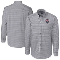 Men's Cutter & Buck  Charcoal Colorado Rapids Easy Care Stretch Gingham Long Sleeve Button-Down Shirt