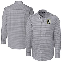 Men's Cutter & Buck  Charcoal Columbus Crew Easy Care Stretch Gingham Long Sleeve Button-Down Shirt