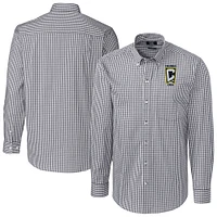 Men's Cutter & Buck  Charcoal Columbus Crew Easy Care Stretch Gingham Long Sleeve Button-Down Shirt