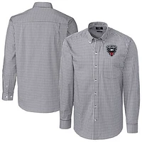 Men's Cutter & Buck  Charcoal D.C. United Easy Care Stretch Gingham Long Sleeve Button-Down Shirt