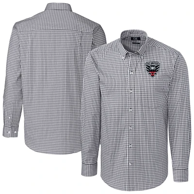 Men's Cutter & Buck  Charcoal D.C. United Easy Care Stretch Gingham Long Sleeve Button-Down Shirt