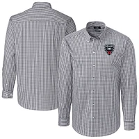 Men's Cutter & Buck  Charcoal D.C. United Easy Care Stretch Gingham Long Sleeve Button-Down Shirt