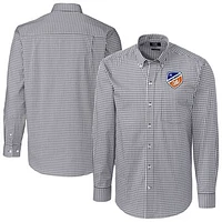 Men's Cutter & Buck  Charcoal FC Cincinnati Easy Care Stretch Gingham Long Sleeve Button-Down Shirt