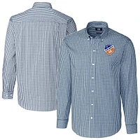 Men's Cutter & Buck  Navy FC Cincinnati Easy Care Stretch Gingham Long Sleeve Button-Down Shirt