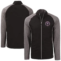 Men's Cutter & Buck Black/Heather Black Inter Miami CF Adapt Eco Knit Hybrid Recycled Full-Zip Jacket