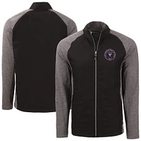 Men's Cutter & Buck Black/Heather Black Inter Miami CF Adapt Eco Knit Hybrid Recycled Full-Zip Jacket