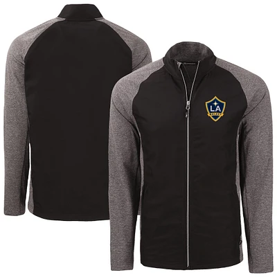 Men's Cutter & Buck Black/Heather Black LA Galaxy Adapt Eco Knit Hybrid Recycled Full-Zip Jacket