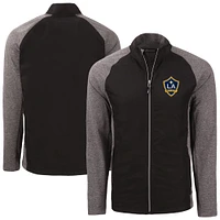 Men's Cutter & Buck Black/Heather Black LA Galaxy Adapt Eco Knit Hybrid Recycled Full-Zip Jacket
