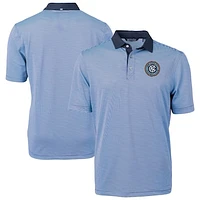 Men's Cutter & Buck  Powder Blue New York City FC Virtue Eco Pique Micro Stripe Recycled Polo