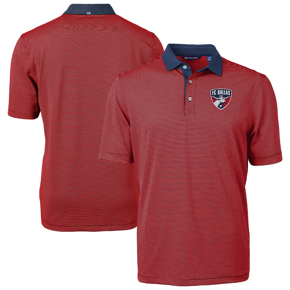 Men's Cutter & Buck Red FC Dallas Virtue Eco Pique Micro Stripe Recycled Polo