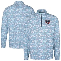 Men's Cutter & Buck Navy FC Dallas Traverse Stretch Eco Camo Print Quarter-Zip Pullover Top