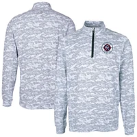 Men's Cutter & Buck  Charcoal New England Revolution Traverse Stretch Eco Camo Print Quarter-Zip Pullover Top