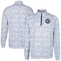 Men's Cutter & Buck  Charcoal New York City FC Traverse Stretch Eco Camo Print Quarter-Zip Pullover Top