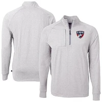 Men's Cutter & Buck  Heather Gray FC Dallas Adapt Eco Knit Raglan Quarter-Zip Pullover Top