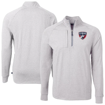 Men's Cutter & Buck  Heather Gray FC Dallas Adapt Eco Knit Raglan Quarter-Zip Pullover Top