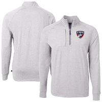 Men's Cutter & Buck  Heather Gray FC Dallas Adapt Eco Knit Raglan Quarter-Zip Pullover Top