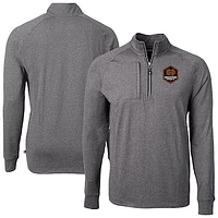 Men's Cutter & Buck  Heather Black Houston Dynamo FC Adapt Eco Knit Raglan Quarter-Zip Pullover Top