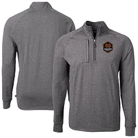 Men's Cutter & Buck  Heather Black Houston Dynamo FC Adapt Eco Knit Raglan Quarter-Zip Pullover Top