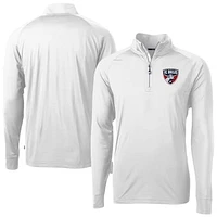 Men's Cutter & Buck  White FC Dallas Adapt Eco Knit Stretch Recycled Raglan Quarter-Zip Pullover Top